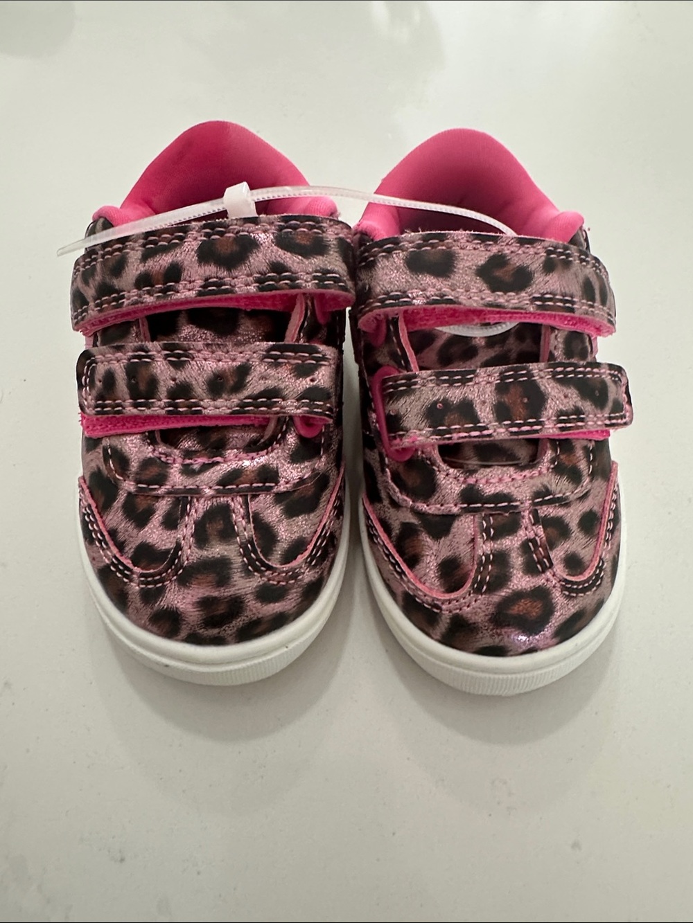 New Sz 5 Girls Dr Scholl’s Leopard Print Pink Velcro Sneakers